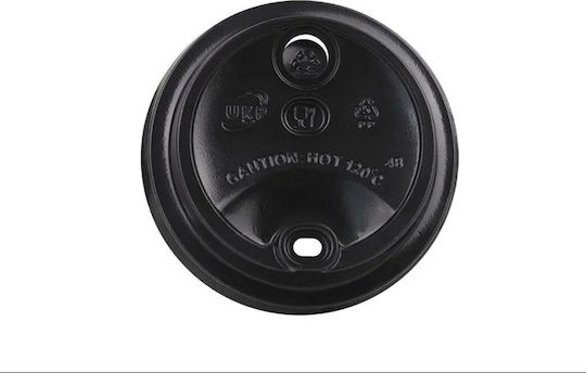 Καπακι Πιπιλα Μαυρη Εχτra Οπη Καλαμακι 14oz 16oz 90mm 50 Τμχ
