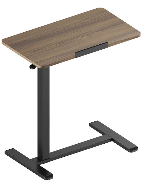Wooden Desk Black/Brown with Metal Legs and Adjustable Height 70x41x74cm