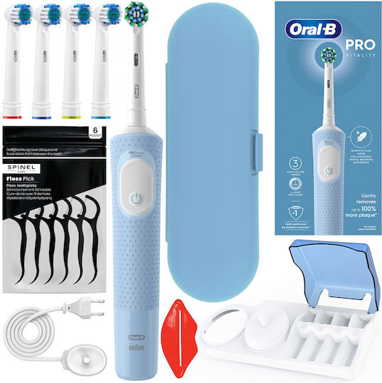 Oral-b Vitality Pro D103 Синя Електрическа Четка За Зъби + Аксесоари + Двойна Поставка