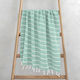 Lino Home Beach Towel Pareo Cotton Green With Fringes 90x180cm