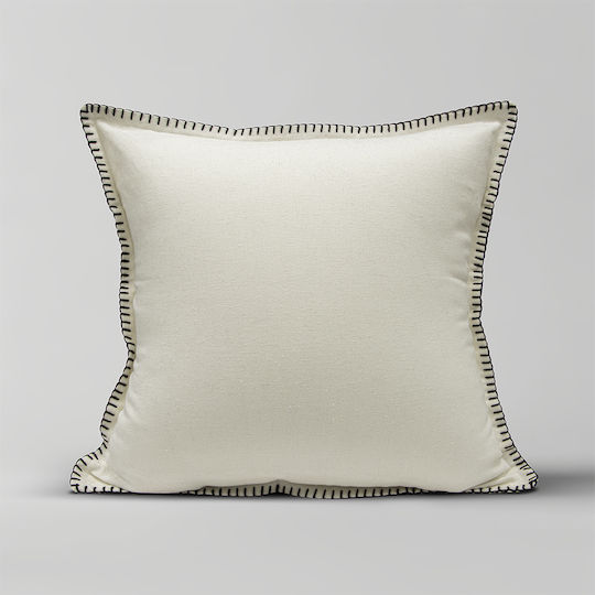 Lino Home Decorative Pillow Case Tavola From 100% Cotton Ecru 45x45cm
