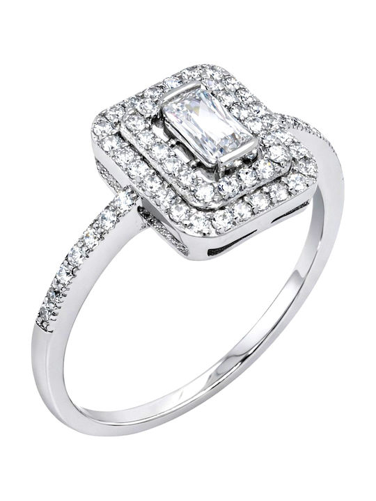 Xrisokosmima Women's Ring with Zircon Made of Silver