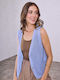 Celestino Damen Strickweste mit Lochmuster Hellblau