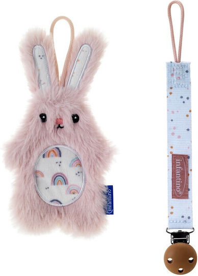 Infantino Pacipal Plush & Pacicrib Bunny Pink Gift Set Plush Pacifier Ribbon Clip Bunny