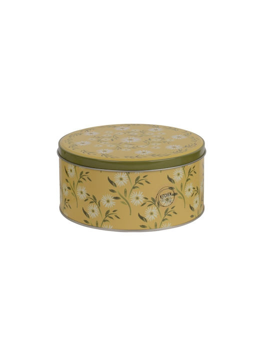 Kaemingk General Use Box with Lid and Stand Metallic Yellow 17x17x6cm 1 Piece