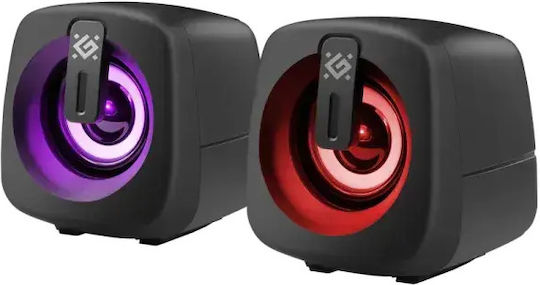 Defender J1 Computerlautsprecher 2.0 mit RGB-Beleuchtung und Leistung 6W Schwarze