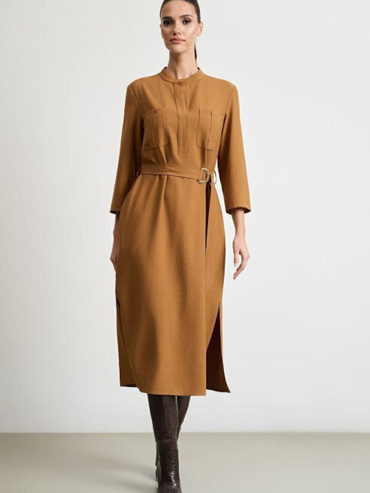 knee length dresses for ladies Désirée Midi Dress With Asymmetrical Hem – Relvoux Womenswear main image 1