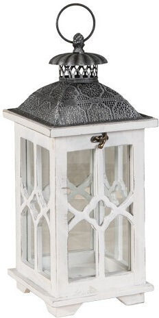 Lianos Wooden White Lantern 24x58cm