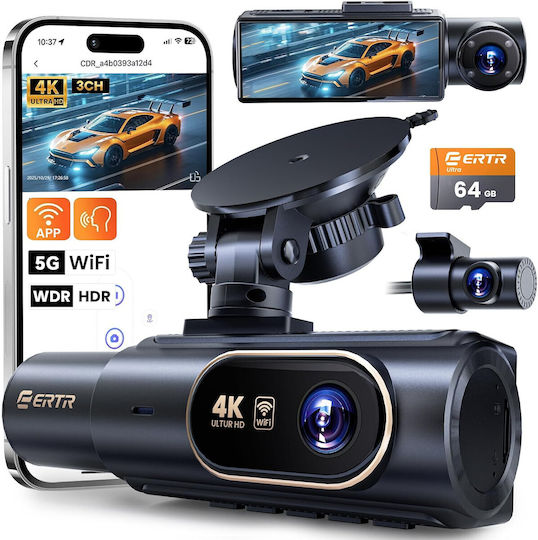 Set Cameră DVR Auto 4K cu Ecran Wi-Fi și Cameră de Marșarier