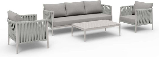 Symetron Garten- und Outdoor-Möbelset Wohnzimmer 4 Stück Crem Symetron Garten- und Outdoor-Möbelset Wohnzimmer 4 Stück Crem