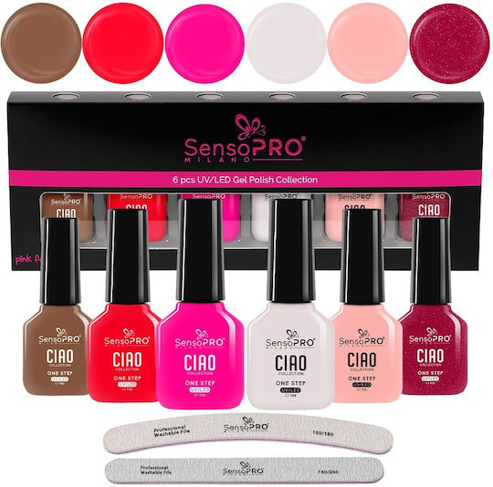 Комплект 6 One Step Полуперманентни Лака За Нокти 7ml SensoPro Milano Ciao Amore