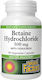 Natural Factors Betaine HCL 500mg Ειδικό Συμπλήρωμα Διατροφής 90 κάψουλες