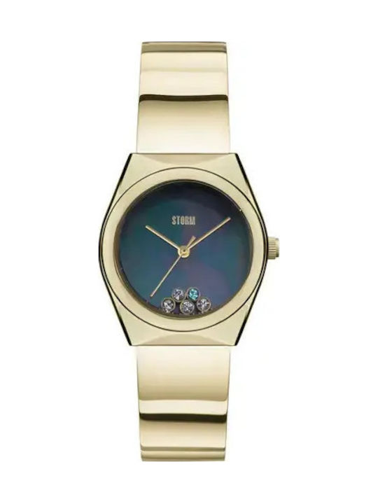 Storm Womens Battery Watch with Gold Metal Bracelet