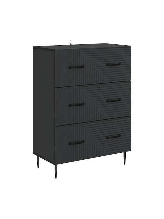 Wooden Black Bedroom Chest of Drawers 66x34.5x8...