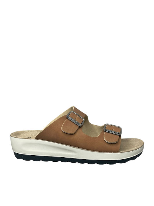 Anatomisch Damenplattformen in Stil Pantoffeln Tabac Braun GY-08456-7-1