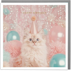 Ευχετήρια Κάρτα Φάκελο Happy Birthday Cat In A Hat/15x15 Lola Desing