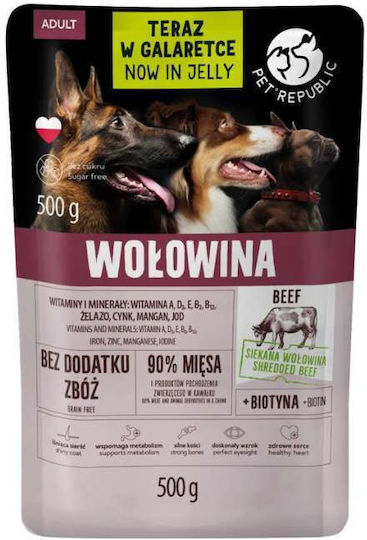 Pet Republic Υγρή Τροφή Σκύλων με Βοδινό και Κρέας 9x500gr