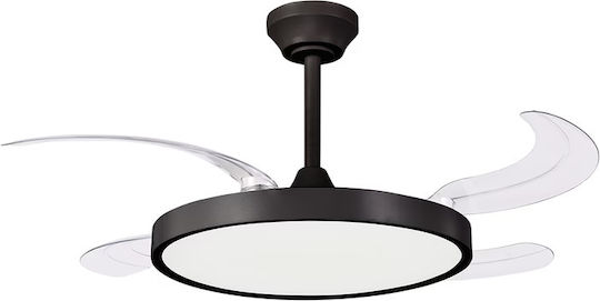 Eurolamp Deckenventilator 107cm mit Leuchte Schwarz