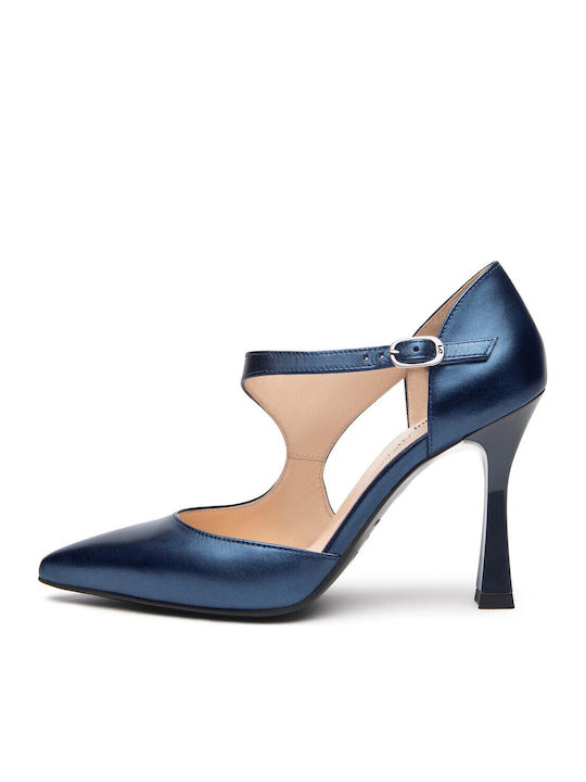 Leather Heels Light Blue