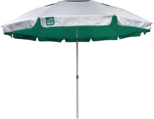 Solart Folding Aluminum Beach Umbrella Diameter 2.2m with UV Protection and Air Duct Green