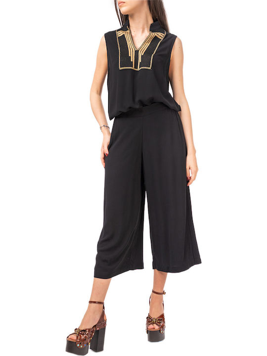 Pantaloni Dama Capri Crep Negru