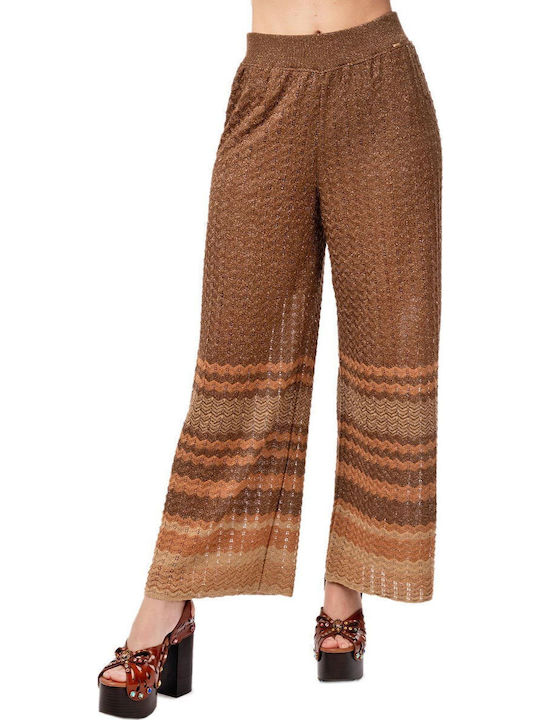 Aggel Women's Fabric Capri Trousers Tan Gold Summer Camel Bronze