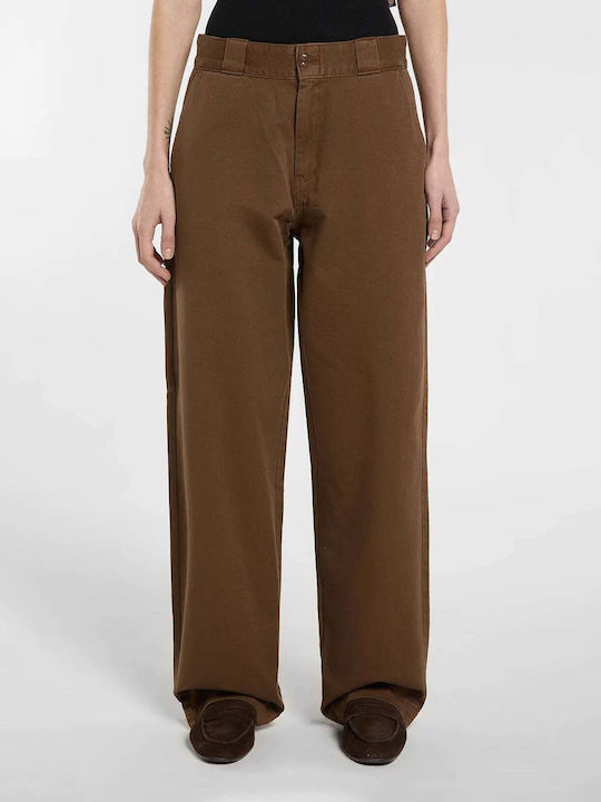 Women's Fabric Trousers in Loose Fit Timber Brown