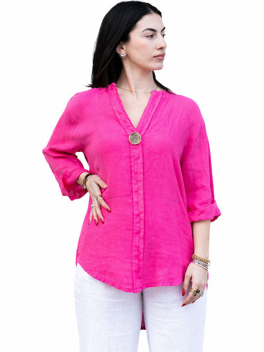 Women's Linen Shirt Fuchsia