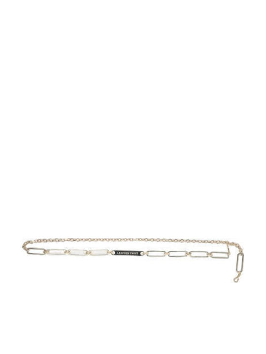 Leather Women's Chain Belt Silver