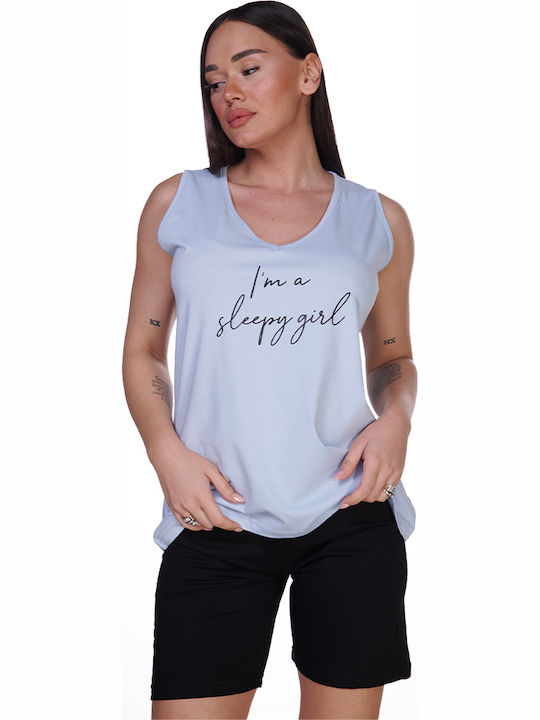 Comfort Καλοκαιρινό Γυναικείο Σετ Πιτζάμας Σιέλ Girl