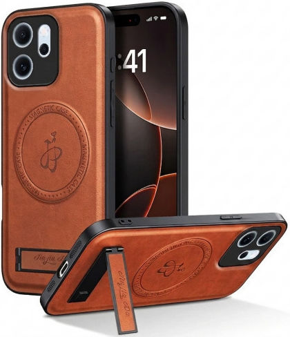 Luxury Hybrid Leather Brown Back Cover (Oppo Reno15 Pro)