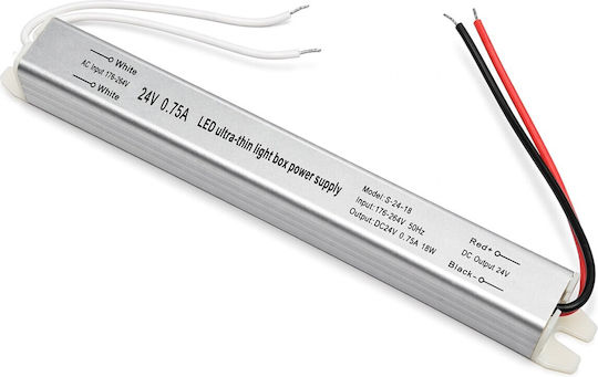 Vencore 6614-50004 Aluminium Ultra Slim Power Supply 18W 24V 0.75A Aluminium Power Supply Ultra Slim Profile 230 Volt 24 Volt 18 Watt 0.75 Ampere W17.5 X D2 X H2cm 6614-50004