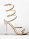 Women's Sandals in Gold Patent Leather with Strass
