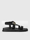 Leather Women's Flat Sandals Black