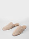 Pantofi Mules Dama Flat Din Catifea Bej
