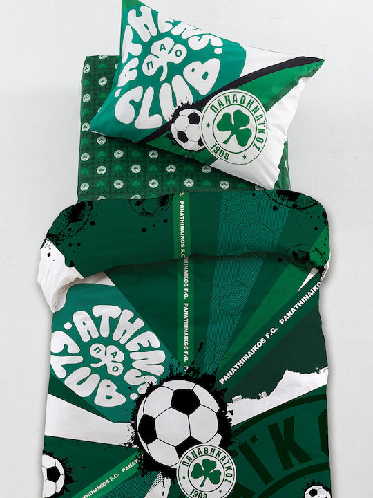 Palamaiki Σετ Μονά με Λάστιχο Panathinaikos F.c 170x260cm