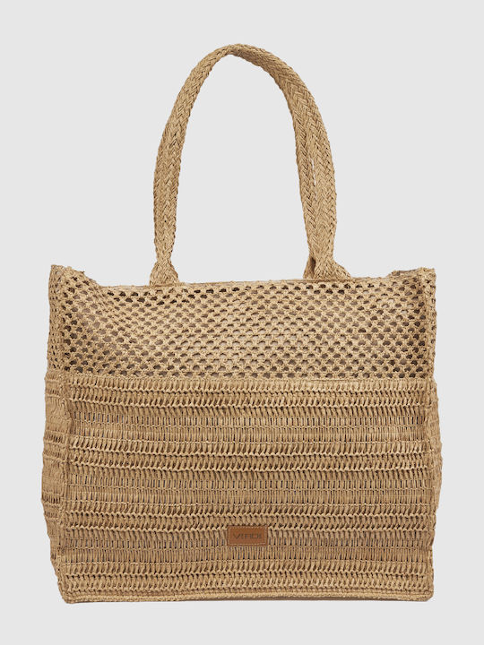 Verde Wicker Beach Bag Beige