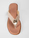 Leather Women's Flat Sandals Brown