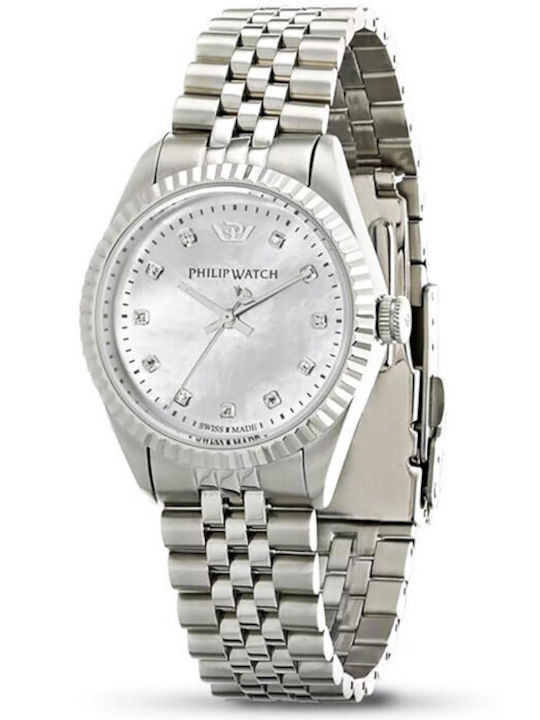 Philip Watch Damenuhr Batterie mit Silber Metall-Armband