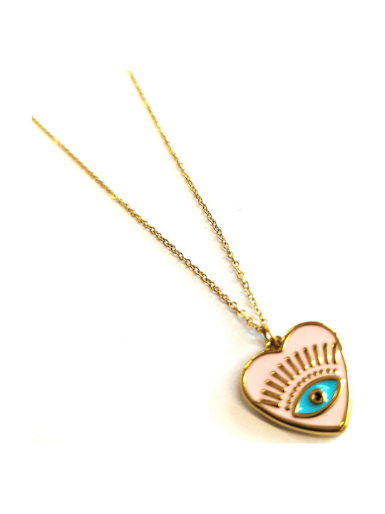 Amalfi Accessories Necklace Eye Made Of Pink Gold Plated Steel Pink