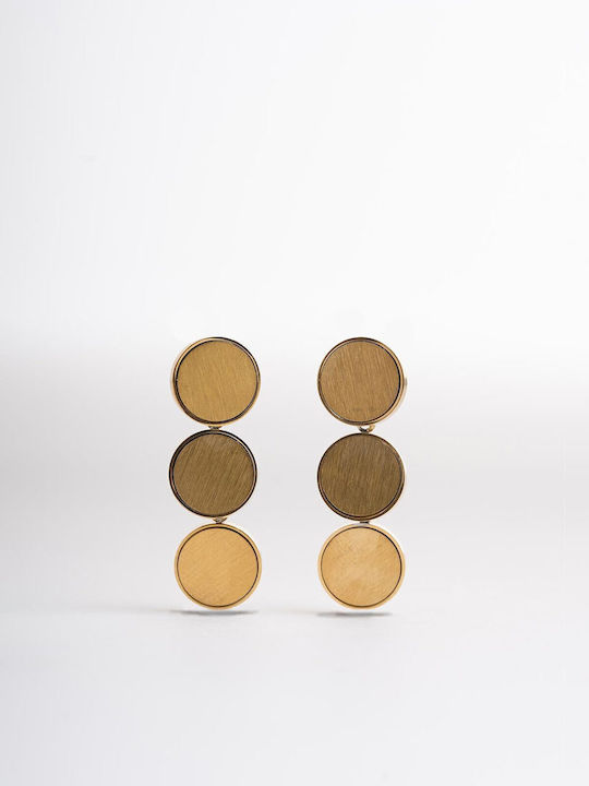 Late Again Dangle Steel Gold Plated Earrings