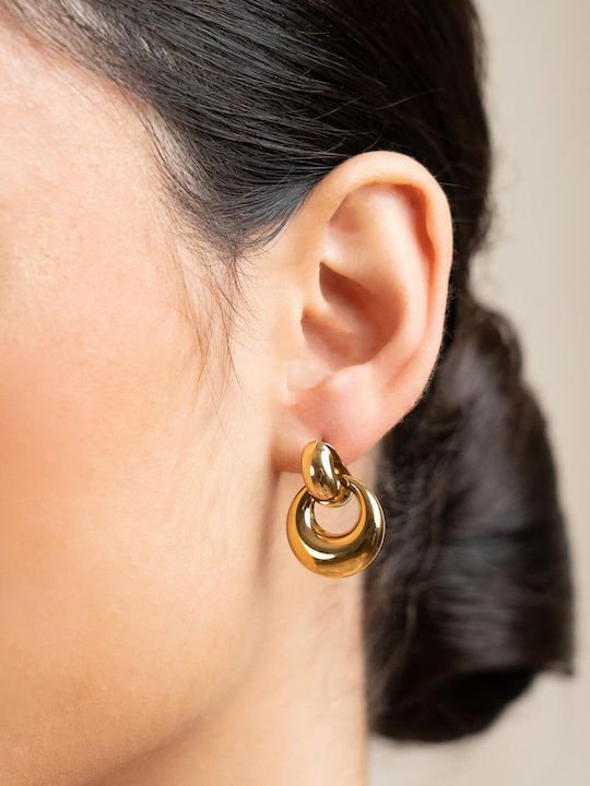 Late Again Stud Earrings Made of Gold Plated Steel