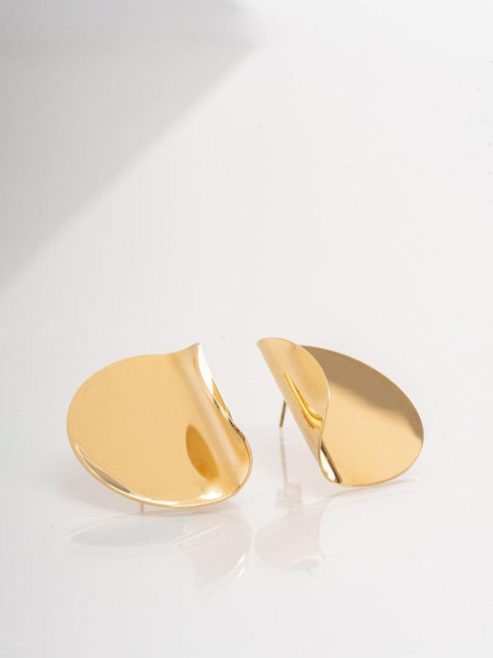 Late Again Gold Plated Steel Stud Earrings