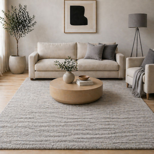 Covor Geometric Rectangular Shaggy Gri Deschis 160x230cm