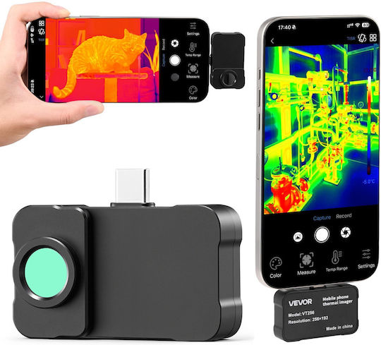 Vevor Θερμική Κάμερα Android & Ios Μακροφακό Ανάλυση Ir 256x192 Ρυθμός Ανανέωσης 25hz Εύρος Θερμοκρασίας 20°c Έως 550°c Smartphone Tablet Kdsrcxy2561960w1b001v9