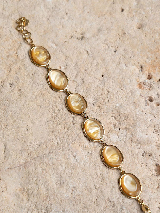 Late Again Women's Bracelet from Stainless Steel Gold Plated 20.5cm