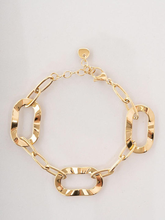 Late Again Women's Bracelet Chain Made of Stainless Steel Gold Plated 20.5cm