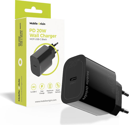 Mobile Origin Φορτιστής Χωρίς Καλώδιο με Θύρα USB-C 20W Power Delivery Μαύρος (FRL-PD20W-MO11-BLK)