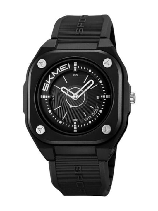 Men's Watch Battery with Rubber Strap Black/White 223298 Black/White