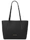 Leather Women's Shoulder Shopper Bag Black